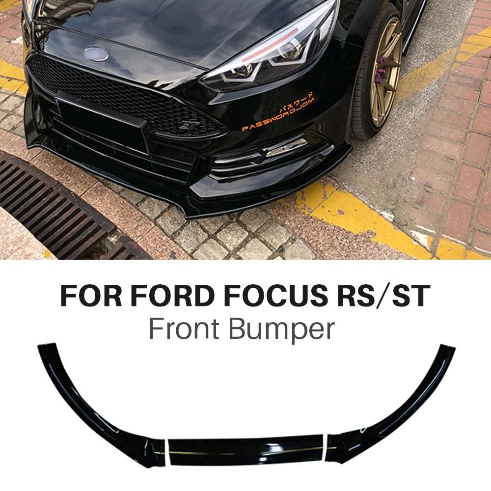 For Ford Focus RS ST Front Bumper Lip ABS Gloss Black Body Kit Spoiler Splitter Car Accessories 2015 2016 2017 2018