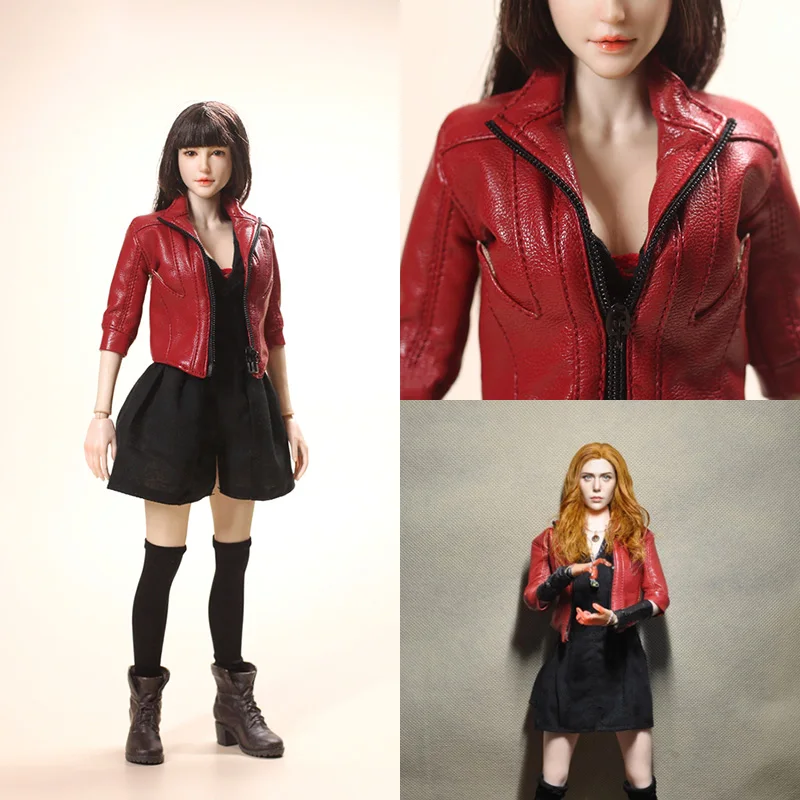 

ASTOYS AS065 1/6 Scale Female Soldier Trend Leather Jacket Coat Dress Set Shoes Stockings Model for 12 Inches Action Figure Body