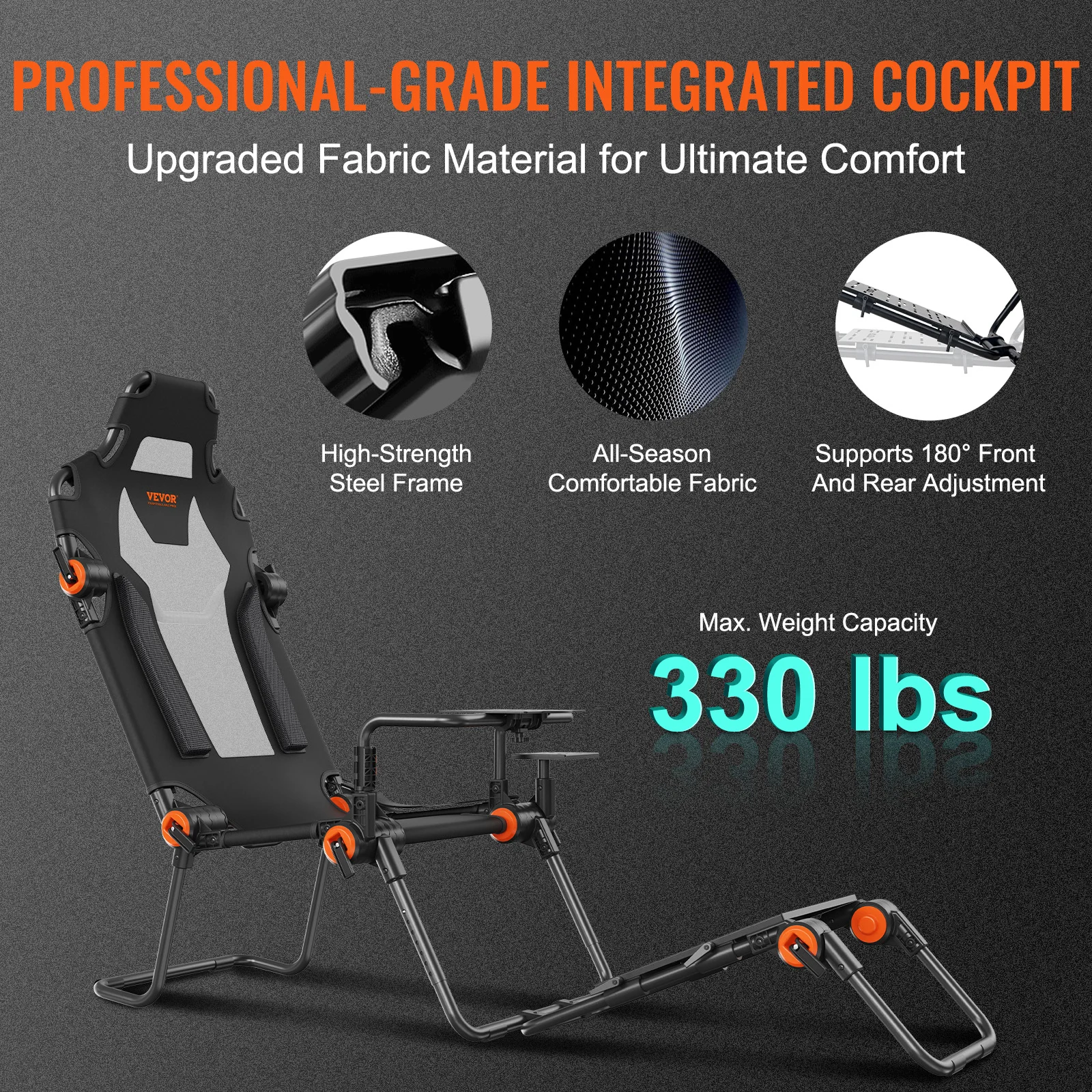 VEVOR Racing Wheel Stand Foldable Fit For Logitech Thrustmaster Fanatec Hori Mad Catz Carbon Steel Driving Simulator Cockpit 5
