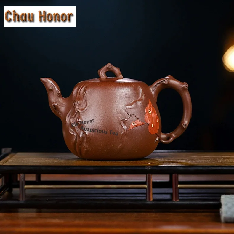 460ml Luxury Yixing Purple Clay Teapots Handmade Decal Pot Raw Ore Mud Tea Maker Kettle Zisha Tea Set Tableware Ornaments Gift