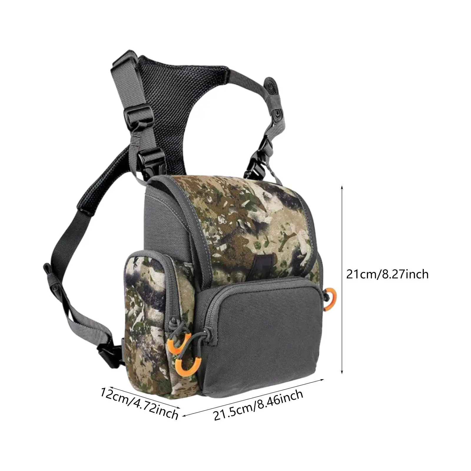 Binocular Harness Chest Pack Practical Multipurpose with Rain Protection Cover Bino Bag for Outdoor Hiking Hunting Portable
