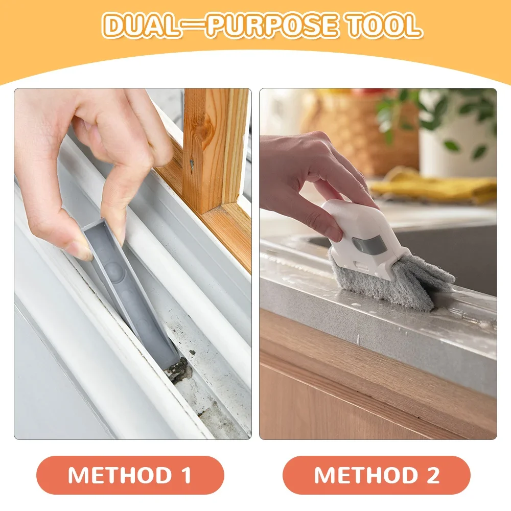 2 in 1 Groove Cleaning Tool Window Frame Door Groove Cleaning Brush Sliding Door Track Cleaning Tools Hand-held Crevice Cleaner