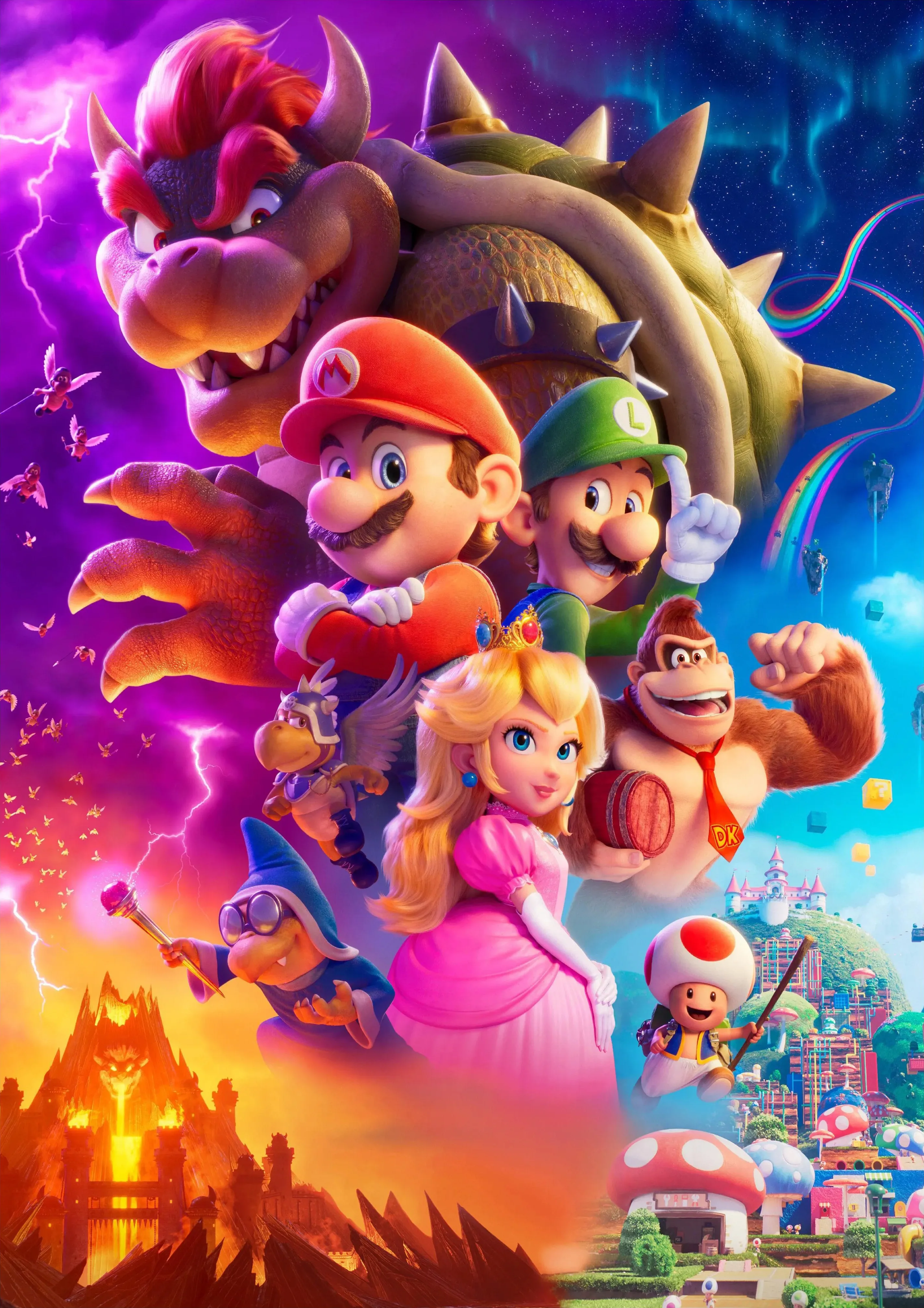 סופר מריו ברוס. פוסטר סרט 2023 סופר מריו מאוורר ציור קנבס אמנות קיר פוסטר עיצוב בית מתאים לחדר שינה חדר משחקים