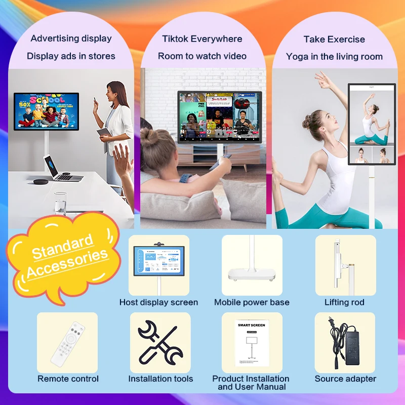 WOGO smart tv 21 23 27 32 inch android 10 12 touch screen all in one smart television portable tv for home business gaming