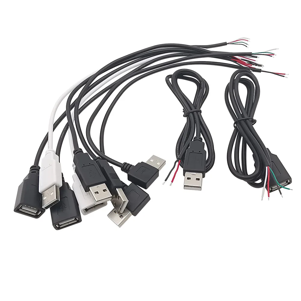 0.3m/1m/2m 5V USB Power Supply Cable 2/4 Pin USB 2.0 Type A Male Plug/Female Jack Wire Charger Charging Cord Extension Connector Wire Connectors