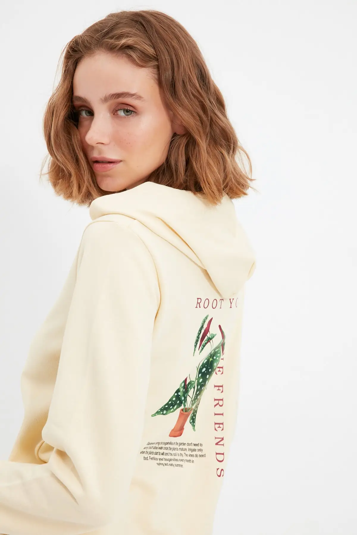 Trendyol 100 органический хлопок рюкзак с принтом базовый трикотажный Свитшот TWOAW22SW0777