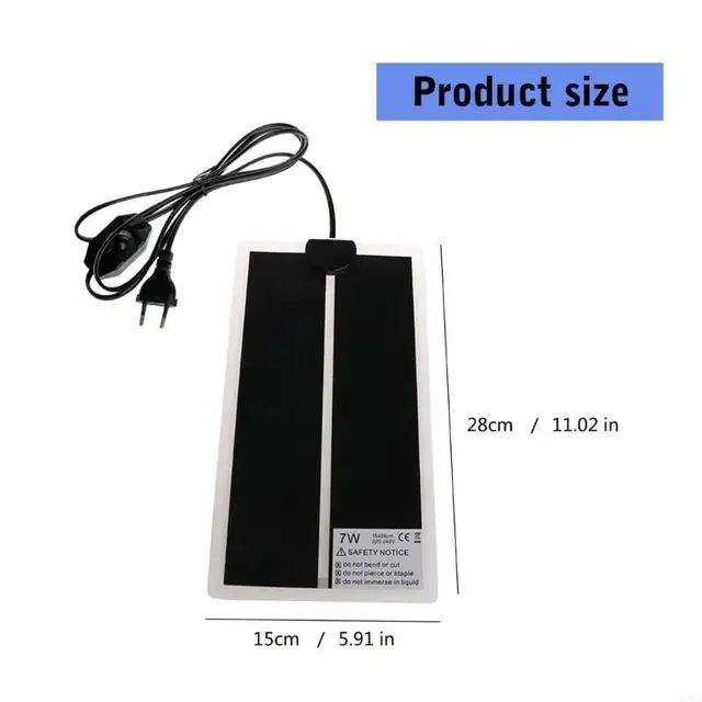 Multi-purpose Heater Mat Terrarium Warmer Heating Mat 5.5'' x 11'' for Turtle Snake for Frog 6