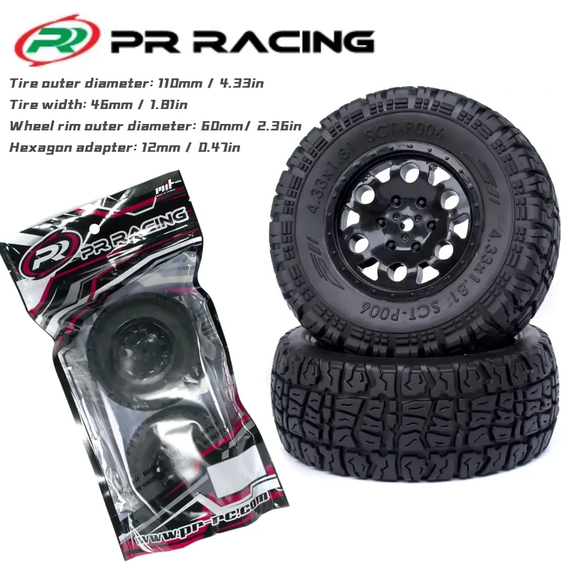 2Pcs PR Racing SCT-P006 1/10 Short Course Truck 0° Offset Tires with ...