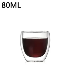 Handmade Double Wall Heat Resistant Glass Cup Set - 80-450ML - 6pcs (80ml A)
