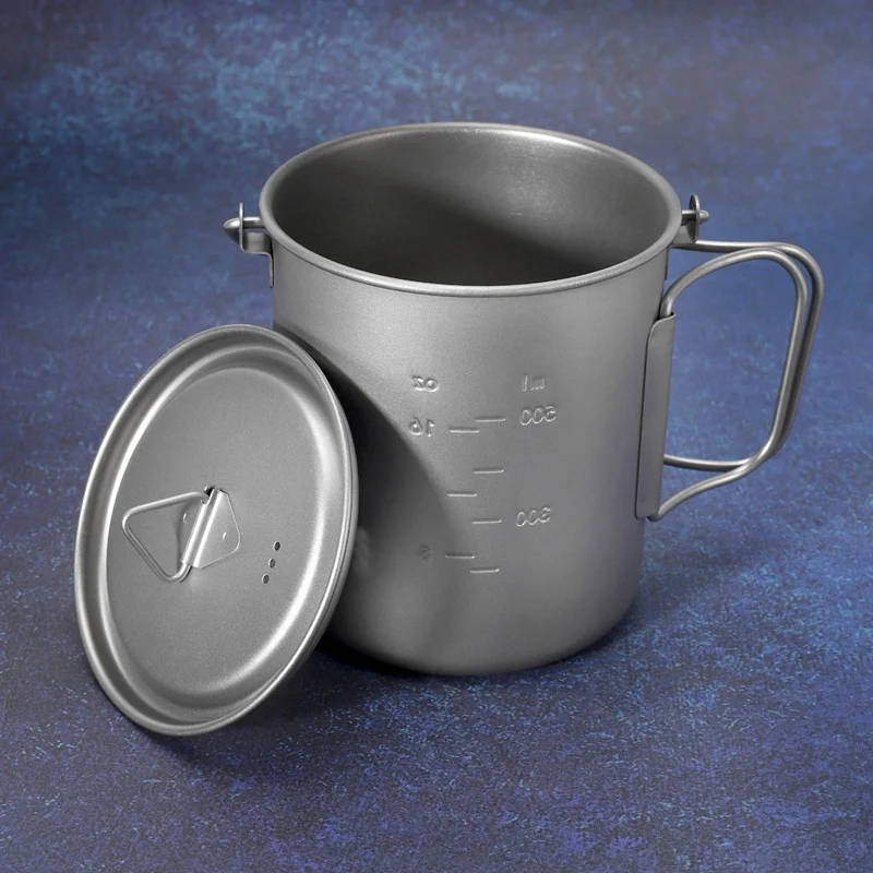 Outdoor Titanium Pot Cup Mug Pots Tableware Camping Cup Picnic Water Mug Of Coffee Tea With Lid Pot 750Ml