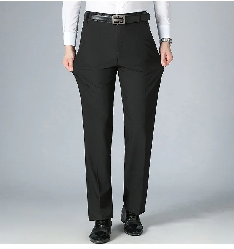 Description Picture 5 of itemNew Spring Autumn Men's Pants High Quality Solid Color Business Casual Long Male Suit Pants Straight Formal Man Trousers