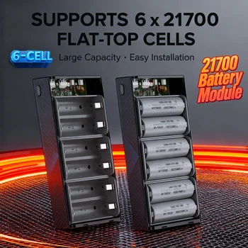 Custodia per batteria 21700 con schermo di visualizzazione - Uscita PD da 100 W, assemblaggio senza attrezzi, guscio rimovibile a ricarica rapida multidispositivo