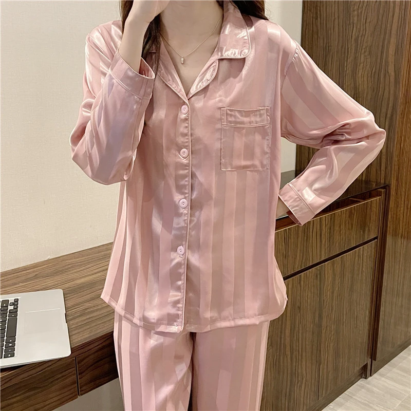 Spring trend pink ice silk high-end suspender pajamas