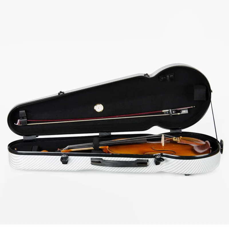 CHRISTINA Viola Case 16 Inch Carbon Fiber Triangle White Stripes Waterproof Lightweight with Double Shoulder Straps