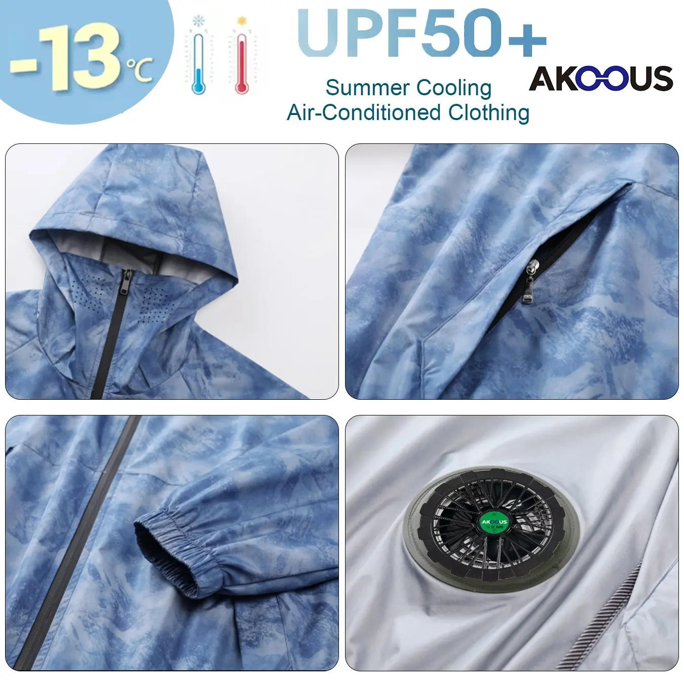 12V/5V USB 냉각 팬 조끼 업그레이드 여름 아이스 에어컨 의류 남녀 자외선 차단 통기성 야외 낚시 캠핑복