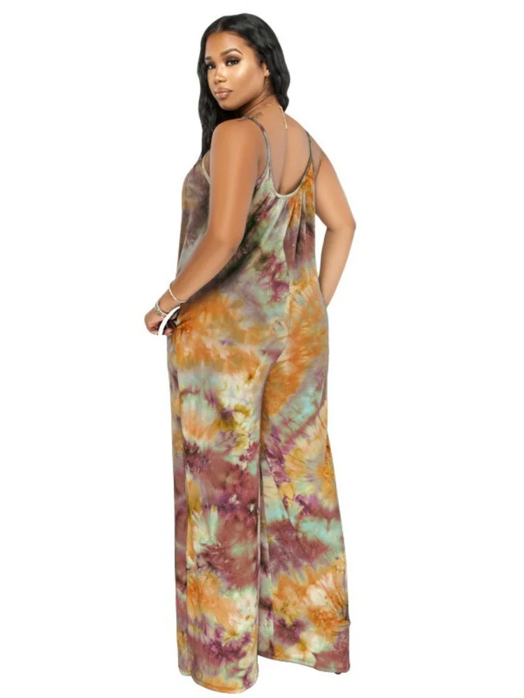 Wmstar Jumpsuits Rompers Wholesale Printed Halter Casual Pants Straight Leg Fashionable Loose Large Sized One Piece Pants 2025