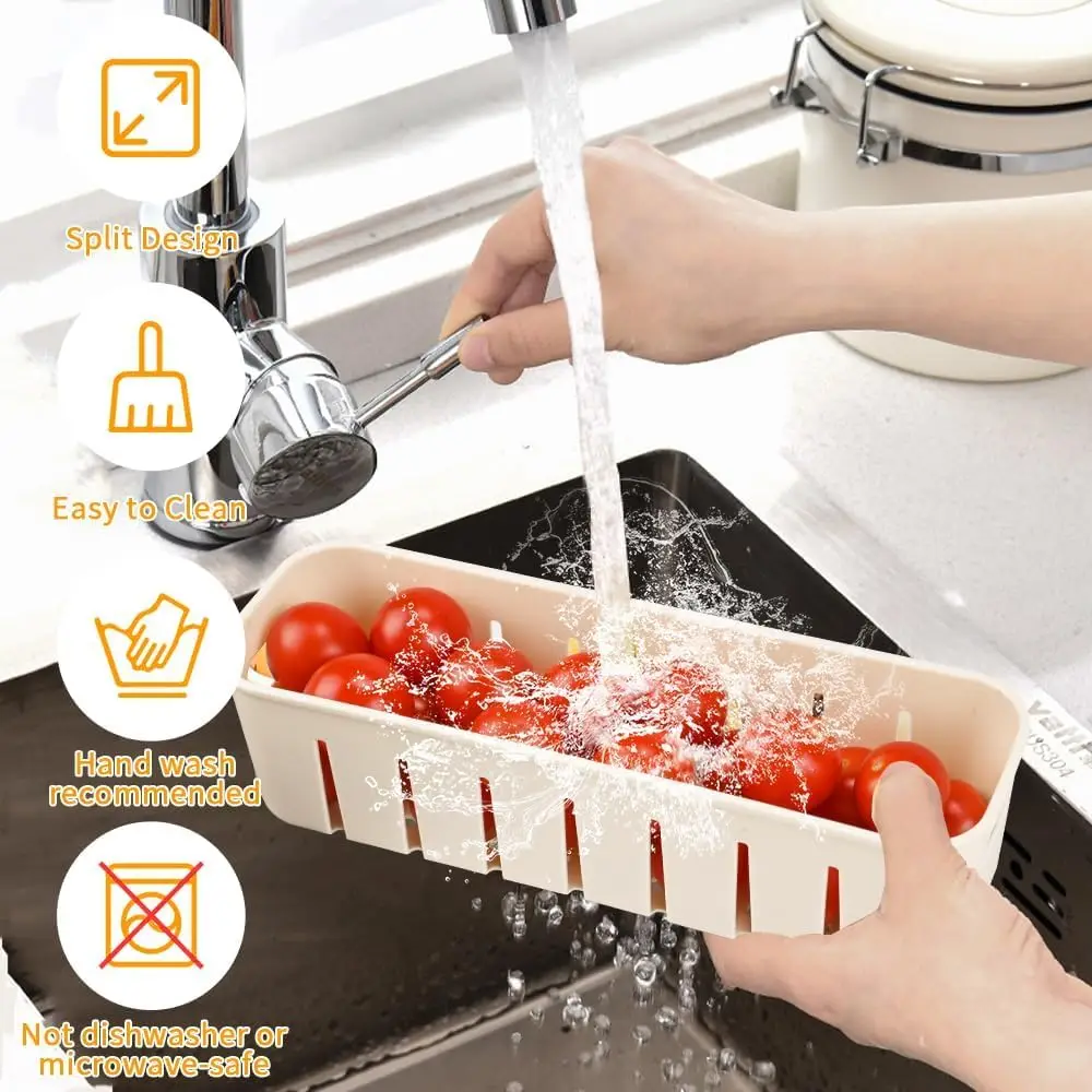 Food Storage Container With 4 Grids, Plastic Food Containers with Removable Drain Plate and Lid, Stackable Portable Freezer 3