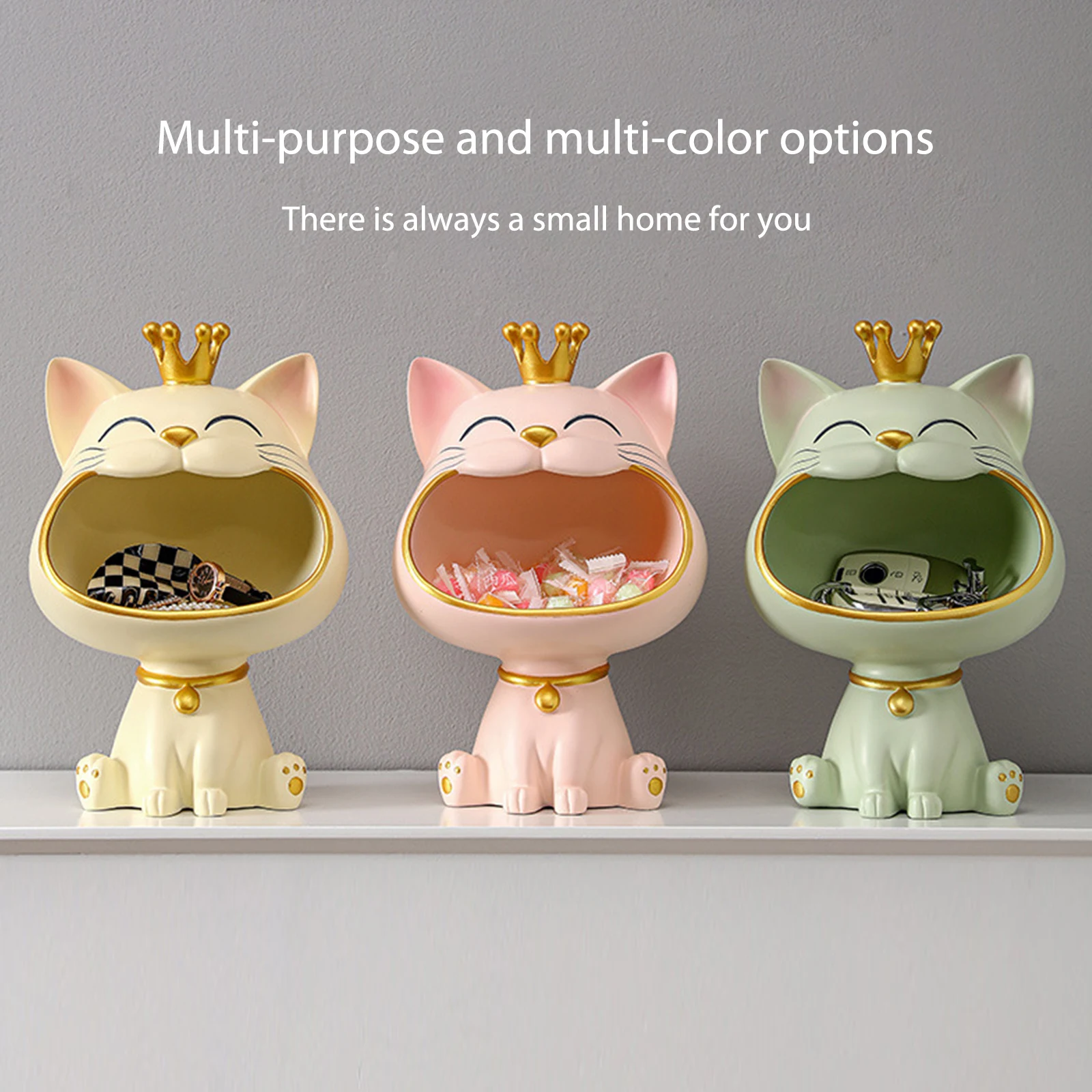 Cute Big Mouth Cat Storage Box Figurine