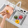 304 Stainless Steel White Dish Basin Intelligent Digital Display Kitchen Sinks Nano Large Single Slot Sinks Kitchen Accessories 2
