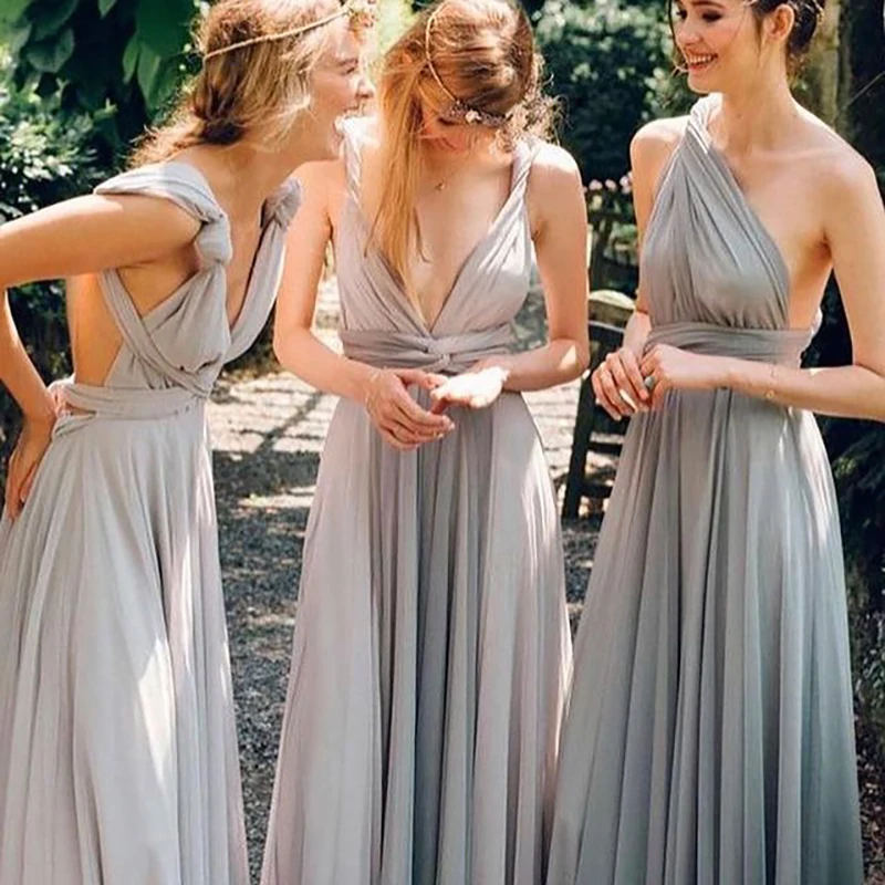 

Women's Elegant Versatile Chiffon Bridesmaid Formal Long Dresses With Split Convertible Wedding Party Dress Formal Evening Dress