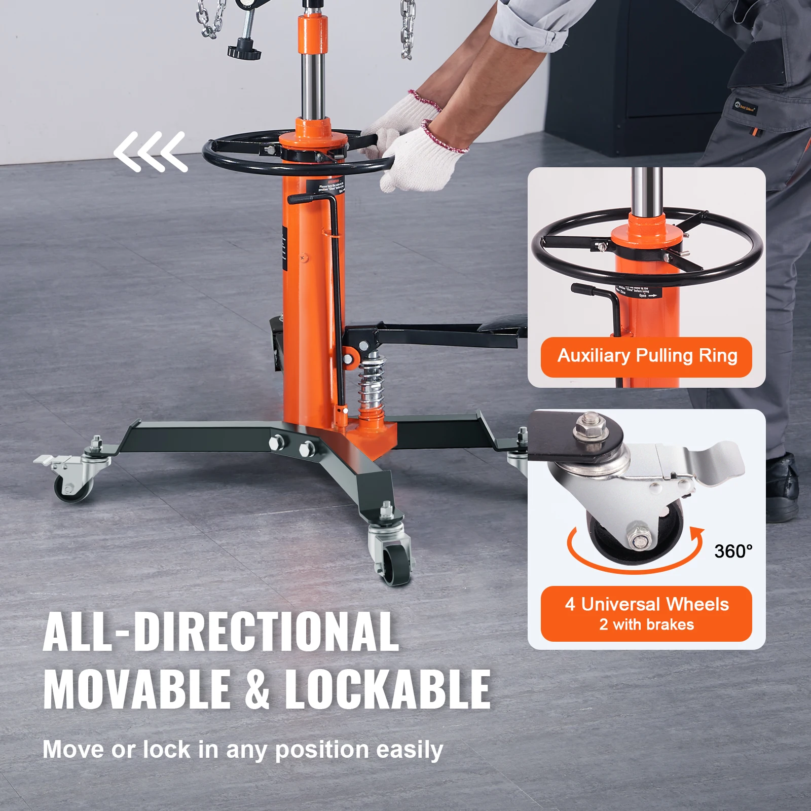 SucceBuy Transmission Jack 1322 LBS Hydraulic Telescoping Transmission Jack 32"-67" High Lift Floor Jack Stand Lift Hoist Garage