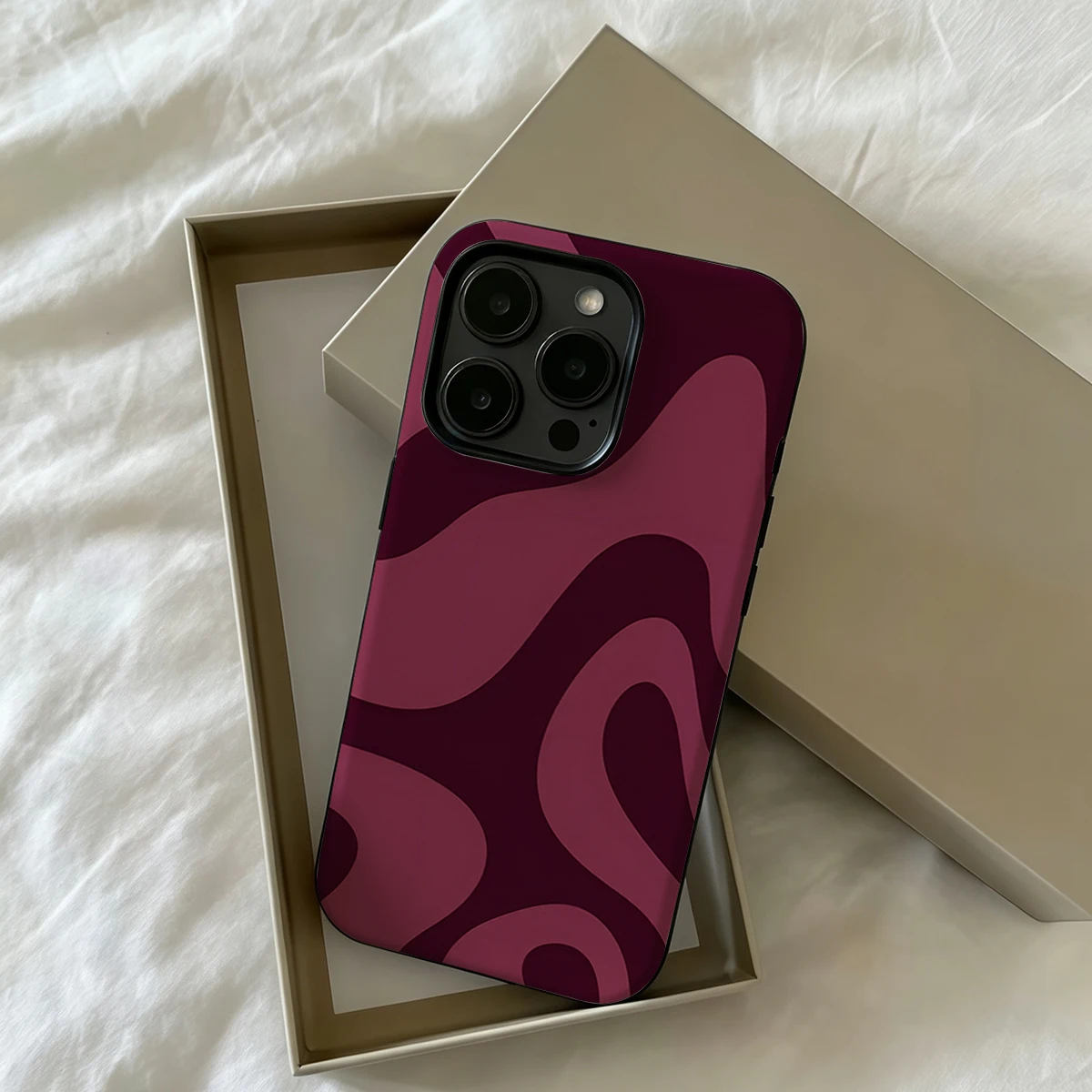 Premium Burgundy Flow Double-Layer Phone Case: Essential Protection