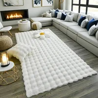 Faux Rabbit Fur Carpet Living Room Fluffy Soft Area Rug Rectangle Fuzzy Bedroom Machine Washable Shaggy Nursery 3d Bubble Rug 1