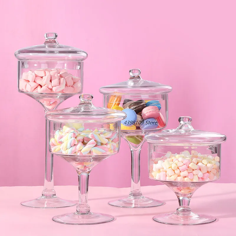 Nordic high glass candy jar high quality glass food storage bottle and