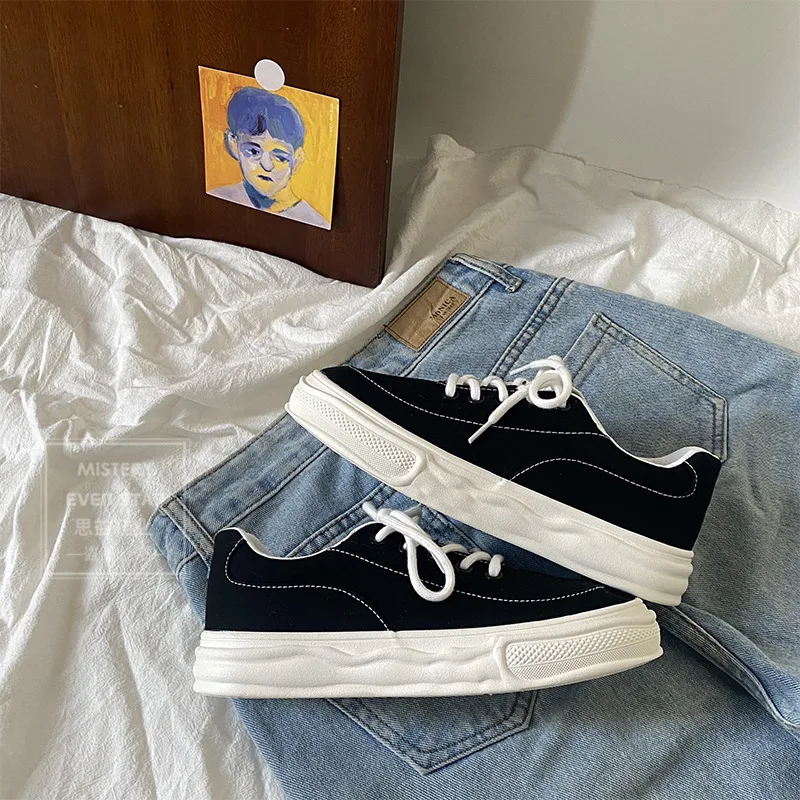 Platform Shoes Women Canvas Shoes Student Fashion Sneakers Woman Lace-up Casual Shoes Ladies Loafers Breathable Spring Autumn