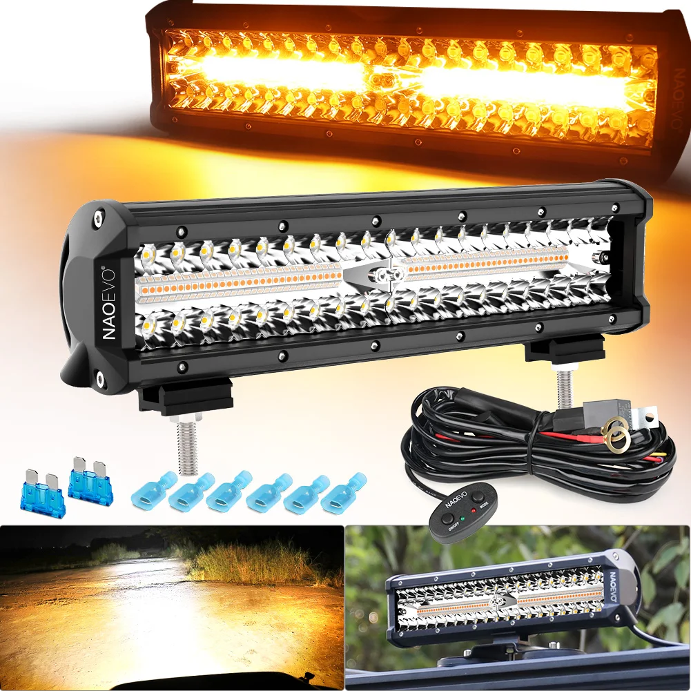 NAOEVO 12 Inch 12v 240W LED Work Light 4×4 Off road Light Bar Fog Running 6 Modes Memory Function For Motorcycles Tractor Jeep