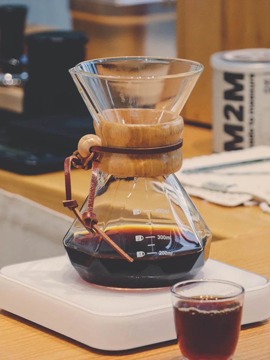Transparent Diamond Hand-Poured Coffee Pot High Borosilie Glass Chemex Filter Paper 400-600ml American Sle Coffee Utensils