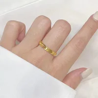 Simple Elegant Shiny 24 K Gold Color Rings for Women Men Luxury Lover Couple Ring Wedding Engagement Gifts Not Fade 3