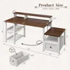 63" Computer Desk with Drawers Cabinet, Office Desk with Power Outlets, Home Office Desks with Shelves Monitor Stand, Farmhouse 2