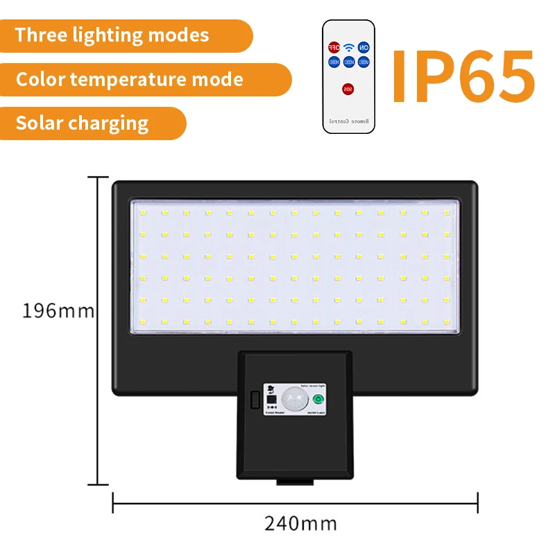 Solar LED Light Outdoor Lighting with Solar Panel Motion Sensing Security Lighting for Garden Garage Balcony（Warm/White Light solar lights Solar Lamps