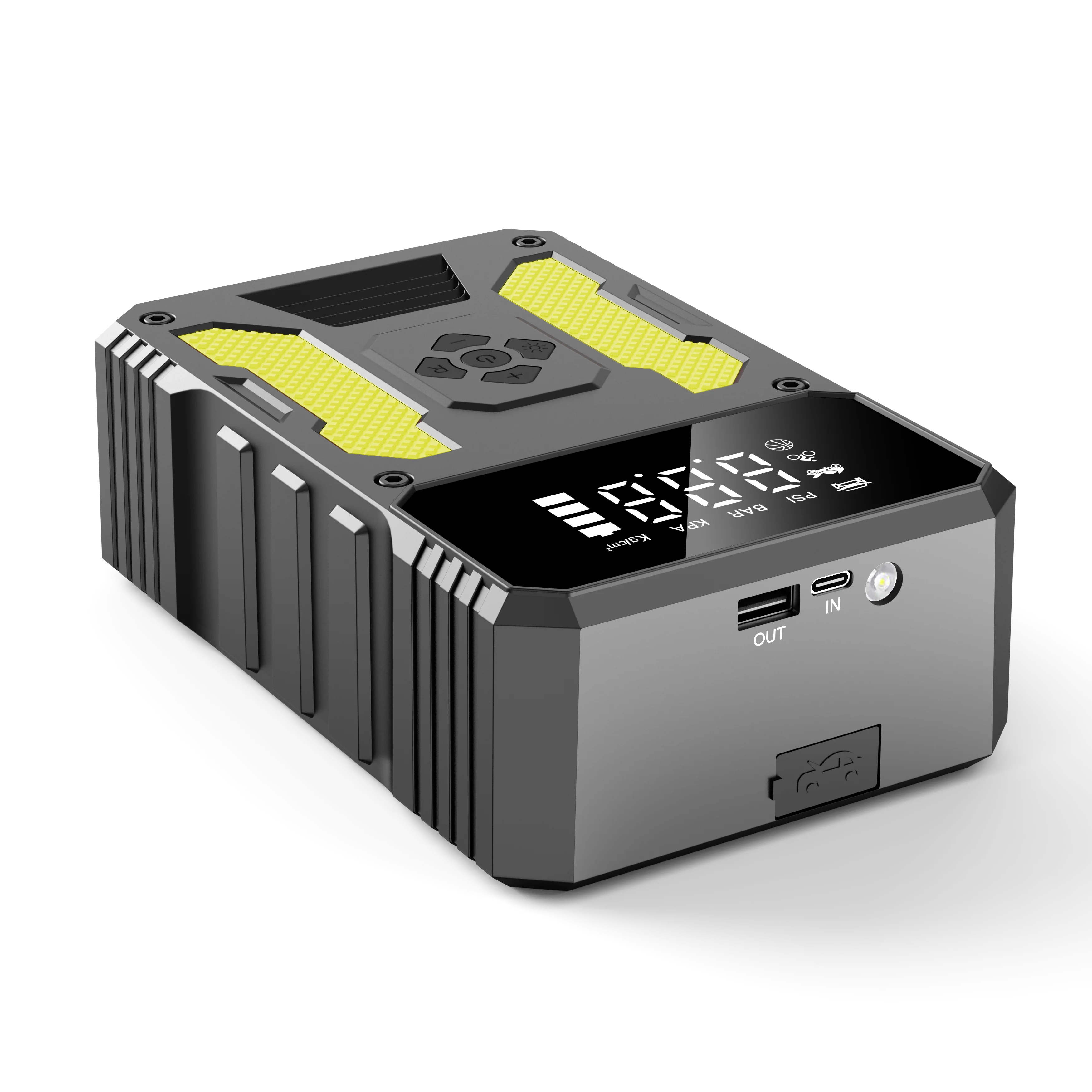 Portable 12V Multi-Function Jump Starter Power Bank 500A Peak 1000A LED Light Built-In Air Pump Car Truck Flashlight