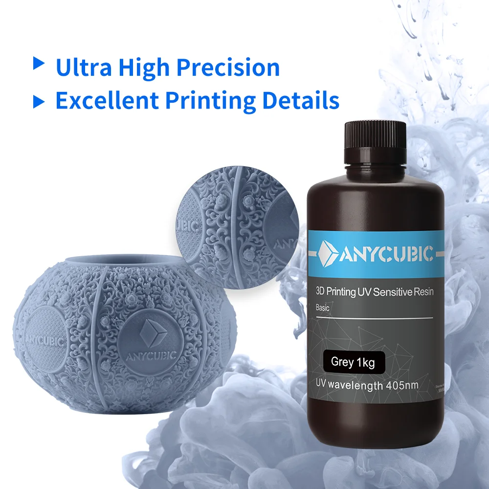 Buy 5 Pay 3】ANYCUBIC UV Resin HD Grey 3D Printing 1KG 405nm Sensitive Resin