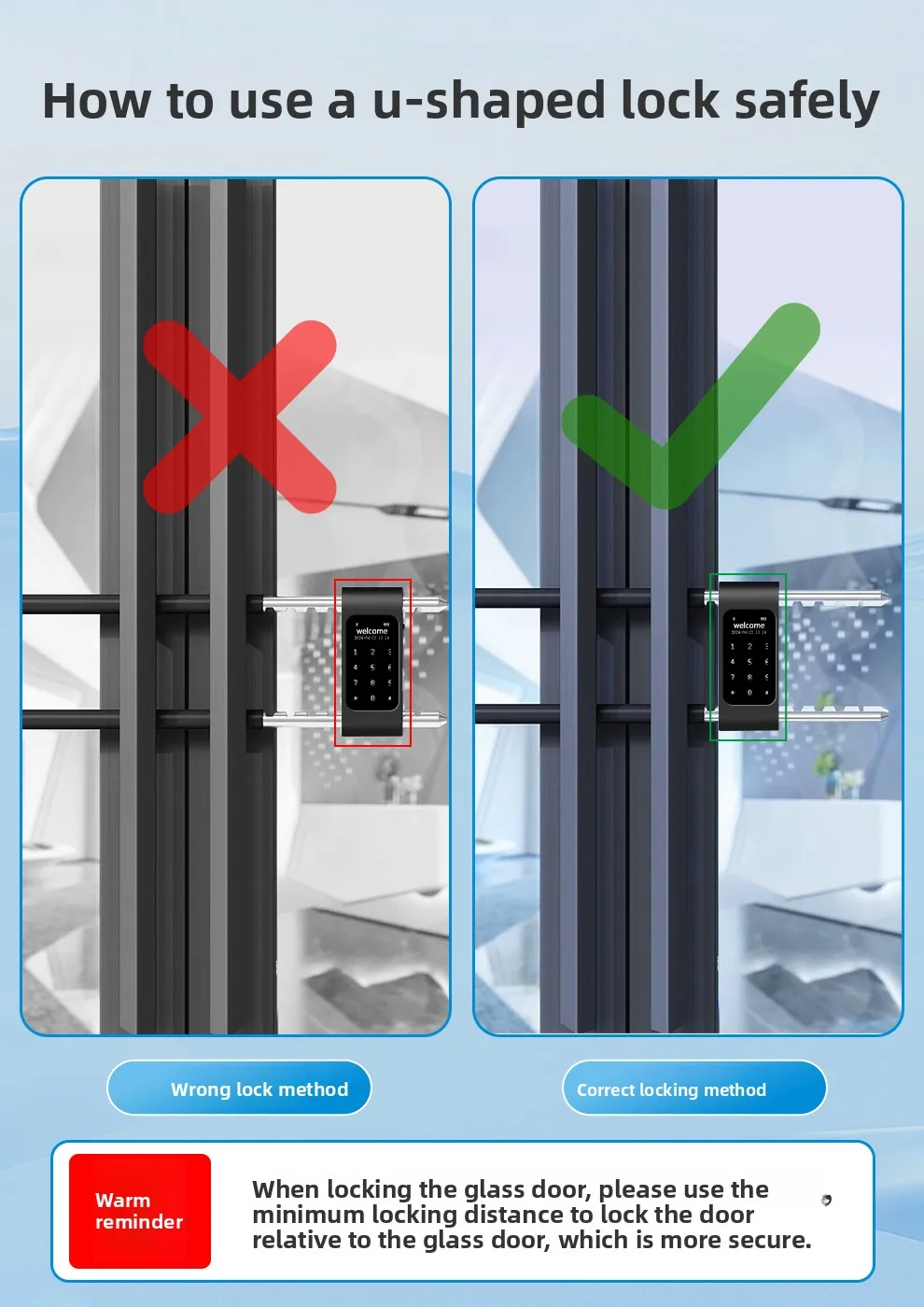 Combination lock, U-shaped lock, fingerprint lock, double-door shop U-shaped bol