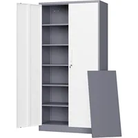 Metal Storage Cabinet with Lock Door and 5 Shelves,6 Tier Steel Garage Tool Cabinet 72" H X 36" W X18 D (White Gray) 1