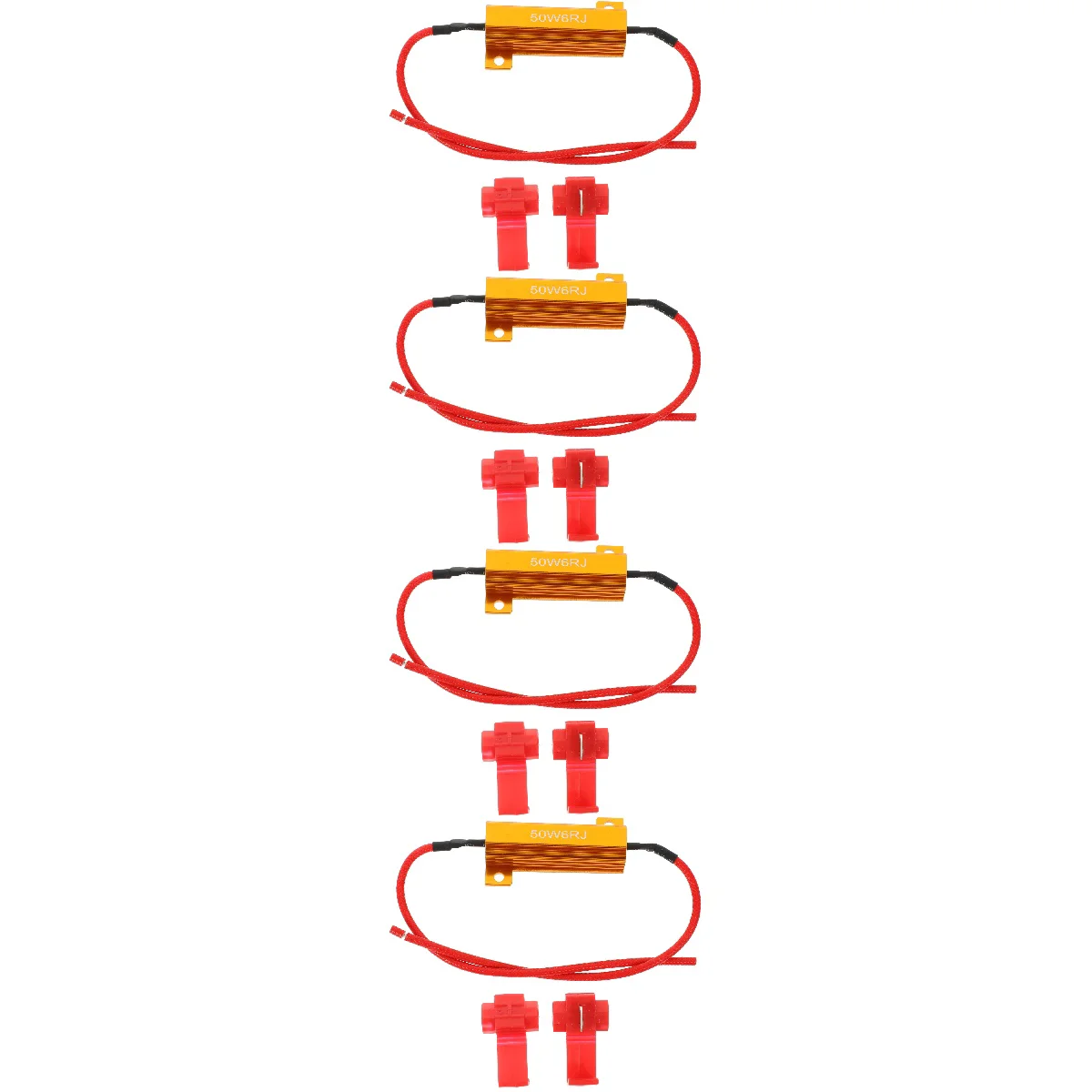 4 Count Automotive Resistance Resistor Kit Resistors for LED Lights Turn Signal Car Load Aluminum 50w 6-ohm 6ohm