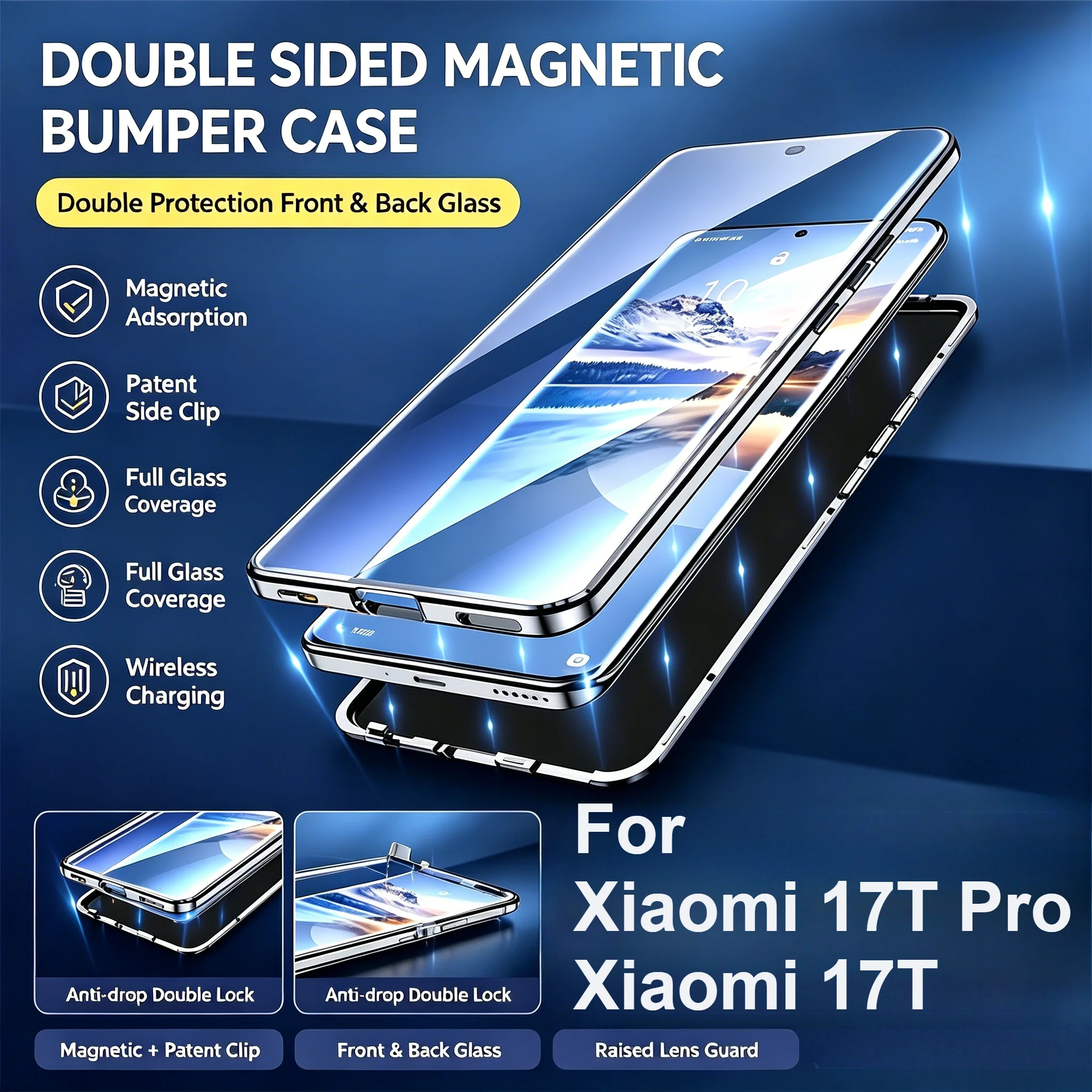 Ultra HD Dual-Sided Metal Magnetic Protective Phone Cover with Anti-Fingerprint Glass