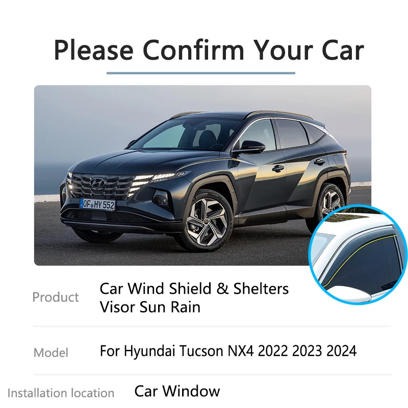 ウィンドウバイザー Hyundai Tucson L NX4 LWB 役立っ 2022 2023