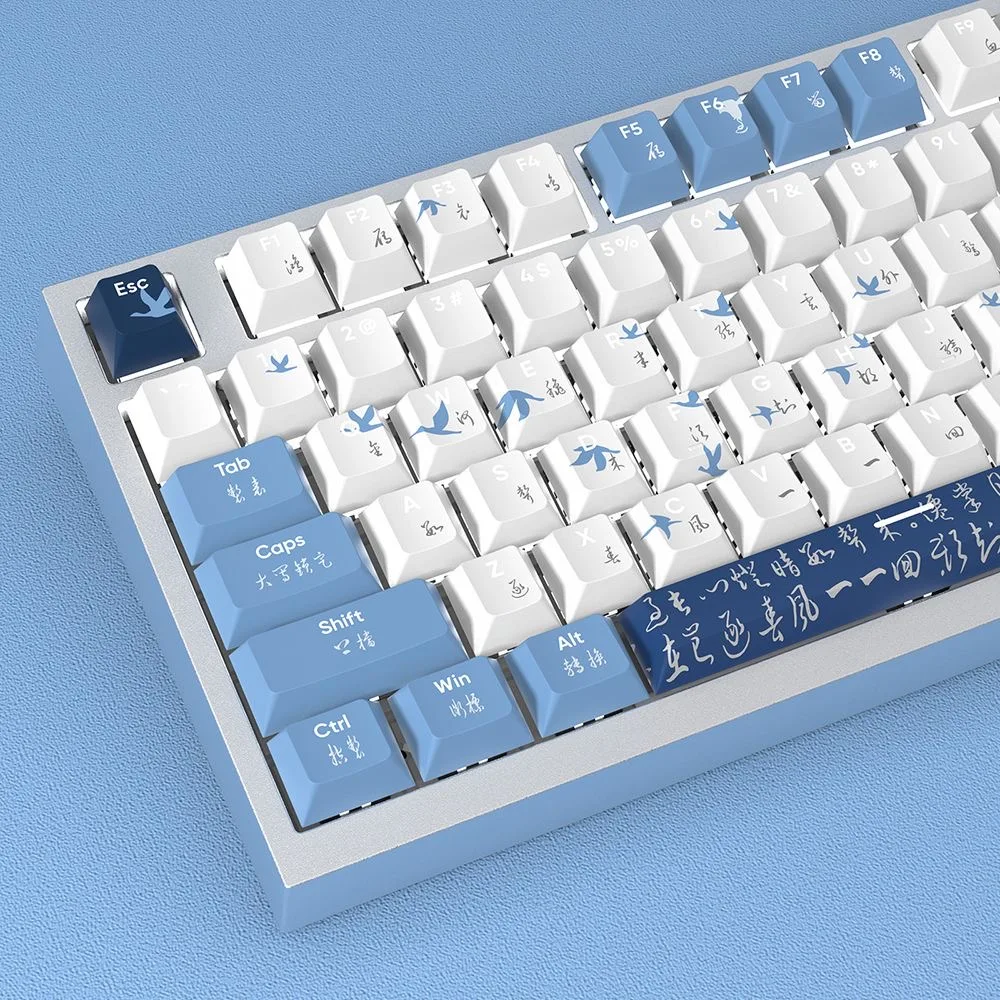 Flying Bird Tema Keycaps Grupo Chreey Translúcido Pbt 5-side Sublimação Dye Teclado Mecânico mx Switch 135 Conjunto Keys
