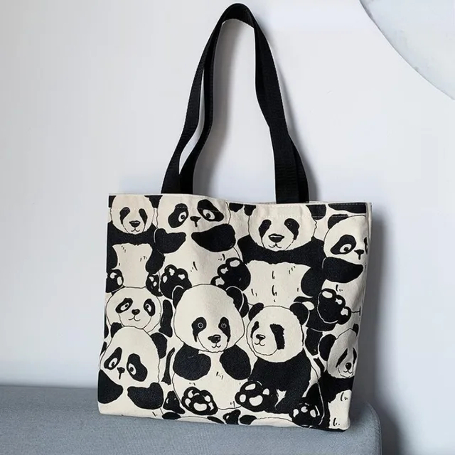 Canvas Bag Women's Shoulder Chinese Style High Capacity Zipper Canvas Bag Portable Bag Double Cute Sided Printing 6