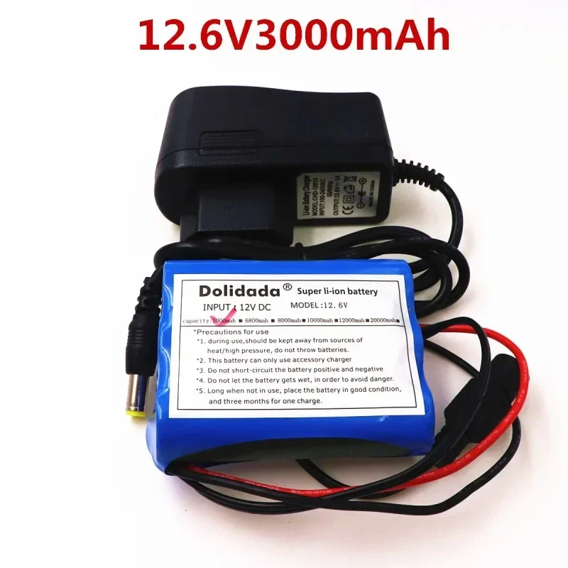 2022 New 12 V 3000 mAh 18650 Li-ion Rechargeable battery Pack for CCTV Camera 3A Batteries+ 12.6V 1A Charger+Free shopping