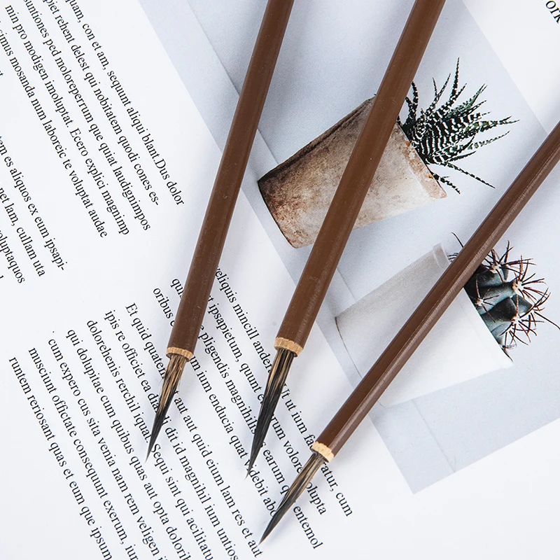 족제비 헤어 후크 라인 미세 페인트 브러시, 서예 브러시 펜 아트 고정식, 3 개