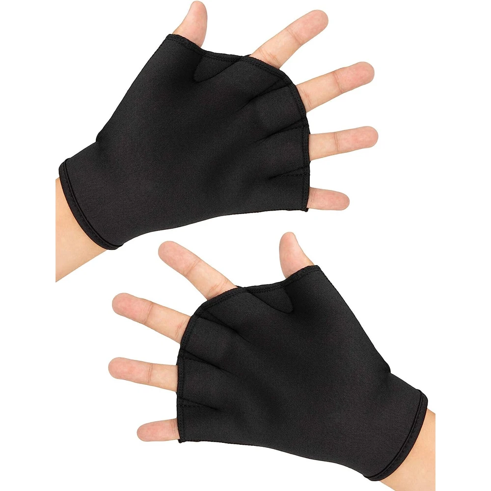 1Pair Aqua Gloves Webbed Paddle Swim Gloves Fitness Water Aerobics & Swimming Resistance Training for Men Women Children