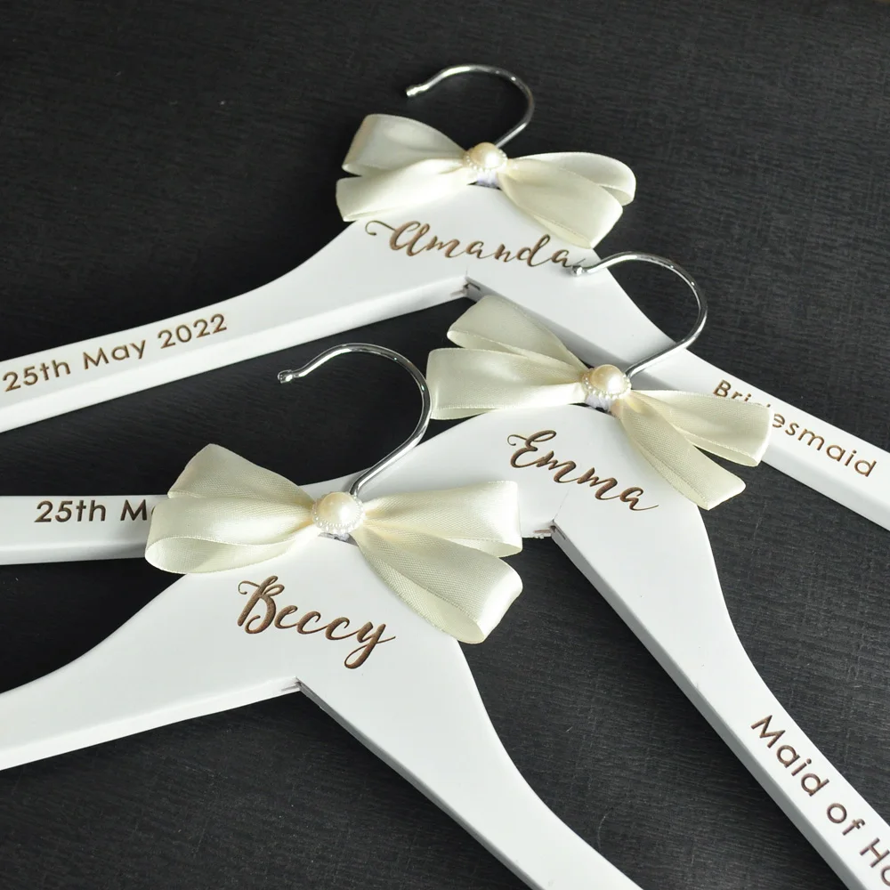 

Custom Engraved Wooden Hanger, Personalized Wedding Dress Hanger, Bridal Hanger, Bridal Hanger, Bride Shower Gift