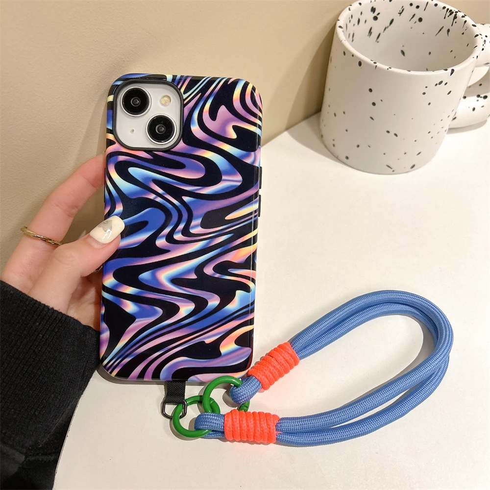 colorful lines intInclusive Magnetic Phone Case Two-In-One Film Protective Shell For iPhone 15 14 13 12 11 Pro Max Plus Mini