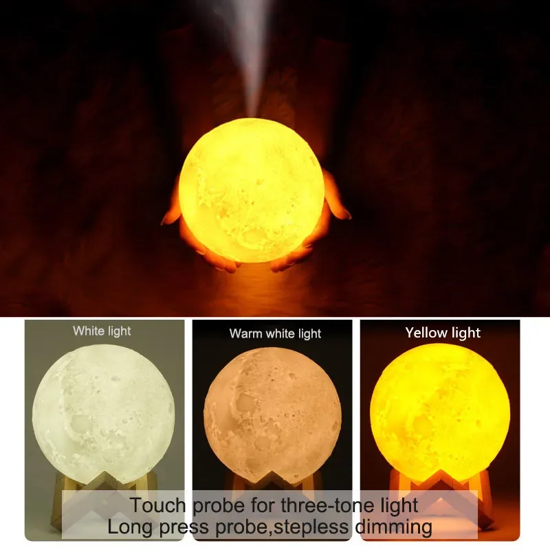3D Moonlight Air Humidifier 880ML Diffuser Aroma Essential Oil USB Ultrasonic Humidificador Night Cool Mist Maker Purifier Smell 3