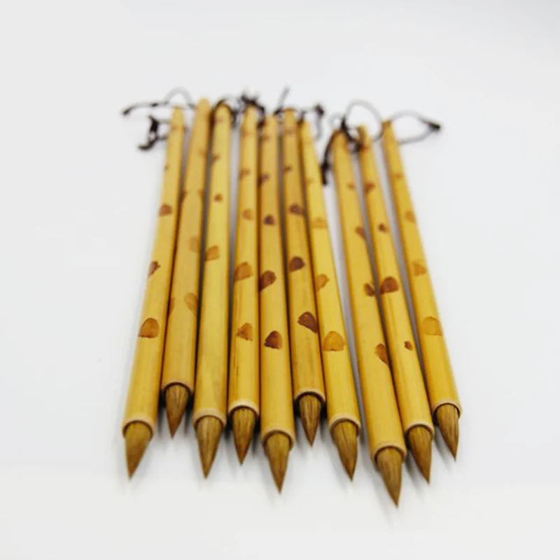5PCS Weasel Hair Calligraphy Brush Pen Handmade Bamboo Handle Chinese Painting Brush Xiaokai Regular Script Writing Brush